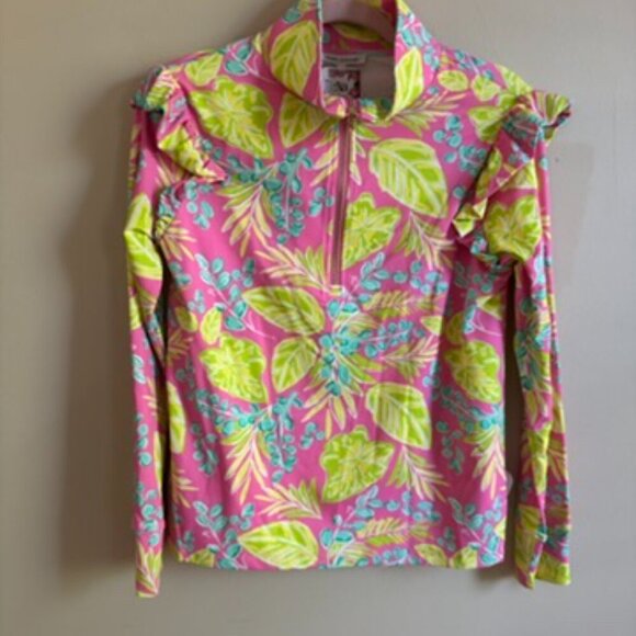 Mary Square Charleston Half Zip in Vine Time Hot Pink - Picture 7 of 9
